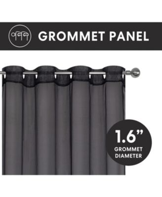 Montauk Accents 2 Piece Grommet Top Summery Sheer Voile Window Curtain Panels For Extra Long & Taller Windows - 90 in. Long - Tan/Antique