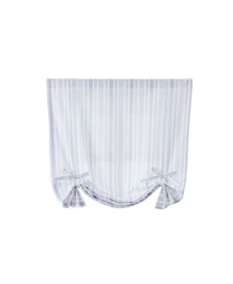 Country Farmhouse Cotton Striped Tie Up Window Curtain - 63 in. Long - Blue