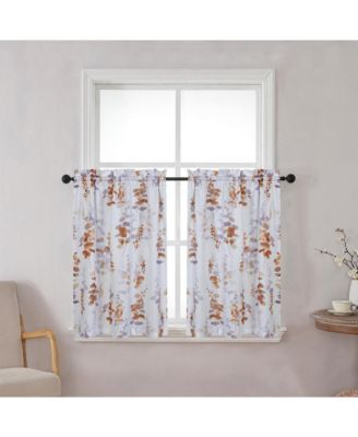 Watercolor Floral Lillies Complete 3 Piece Rod Pocket Kitchen Curtain Tier & Valance Set - Spice