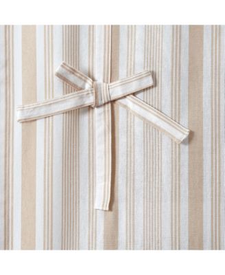 Country Farmhouse Cotton Striped Tie Up Window Curtain - 63 in. Long - Taupe
