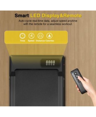 Walking Pad Treadmill with Incline, Portable Under Desk Treadmill for Home Office, Compact Walking Pad with Smart LED Display, Black