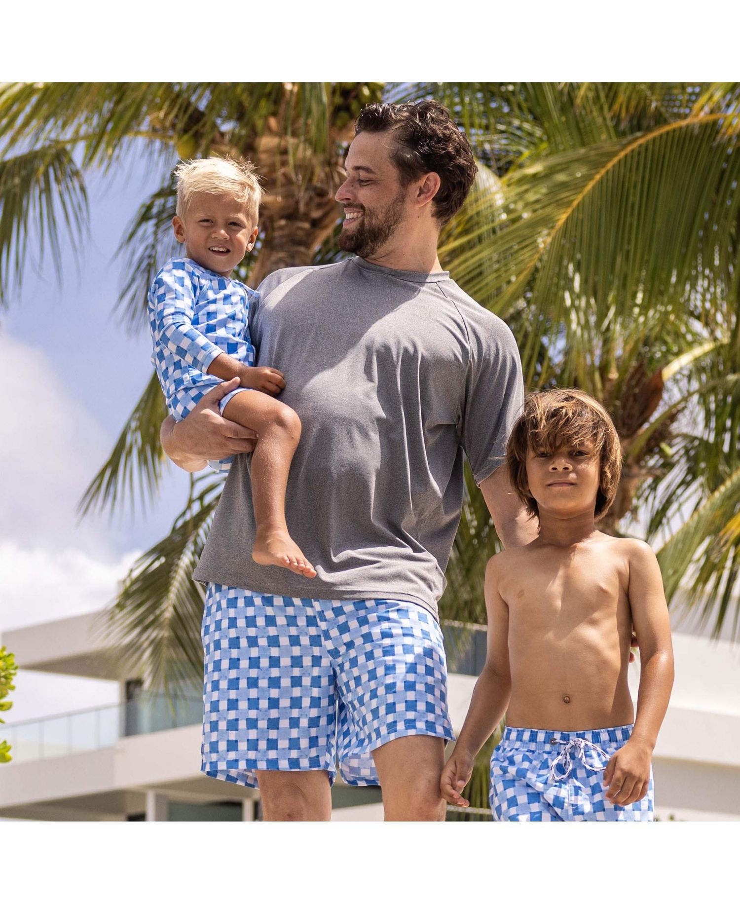 Baby Boys Ocean Grid LS Sunsuit