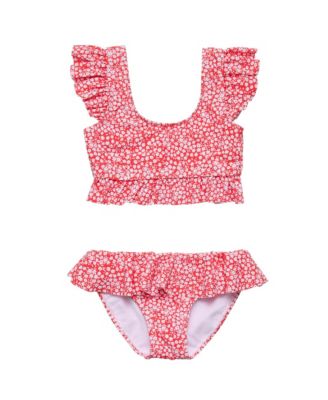Little Girls Ditsy Bloom Frilled Crop Bikini