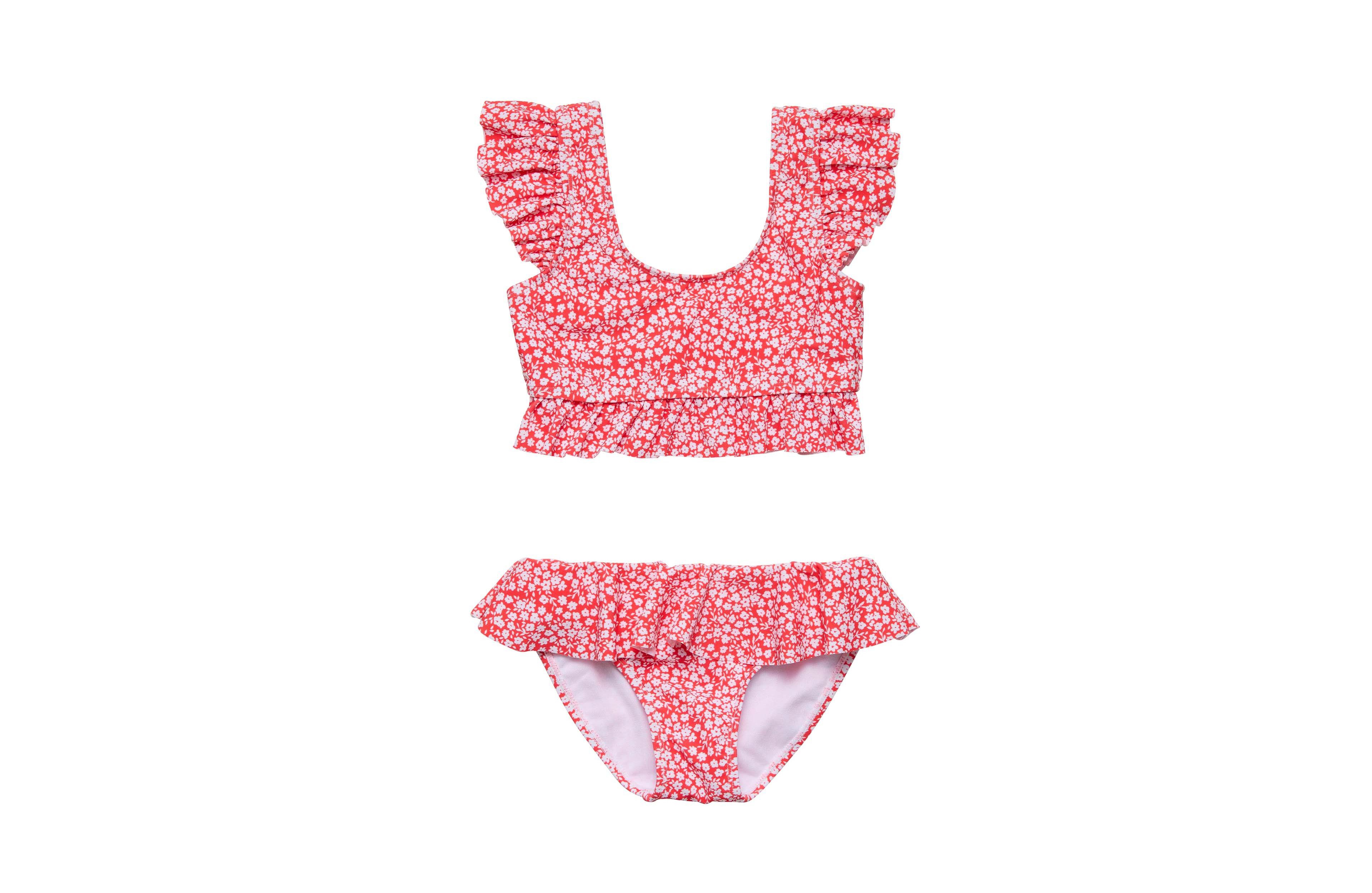 Snapper Rock Little Girls Ditsy Bloom Frilled Crop Bikini