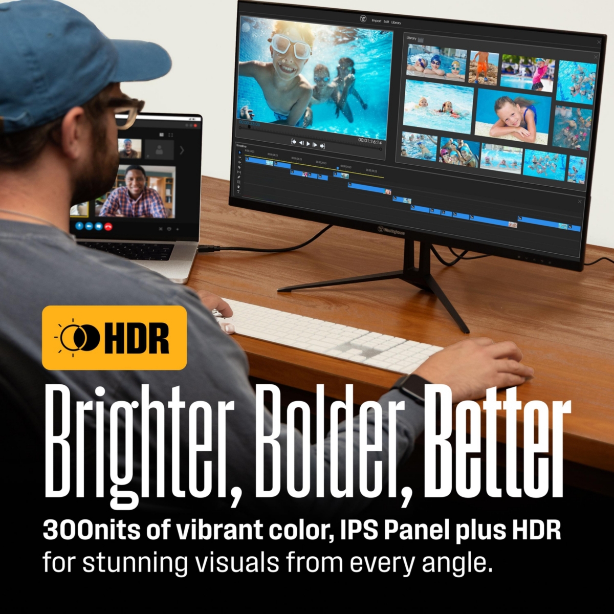 Westinghouse 22" Full Hd Ips Monitor, 100Hz, 1ms Response, Hdr, Adaptive Sync, Built-in Speakers, Hdmi & Vga, Gaming & Office (2025)