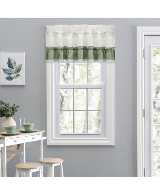 Madelyn Ruffled Victorian 1.5" Rod Pocket Valances for Windows 60" x 16" Sage