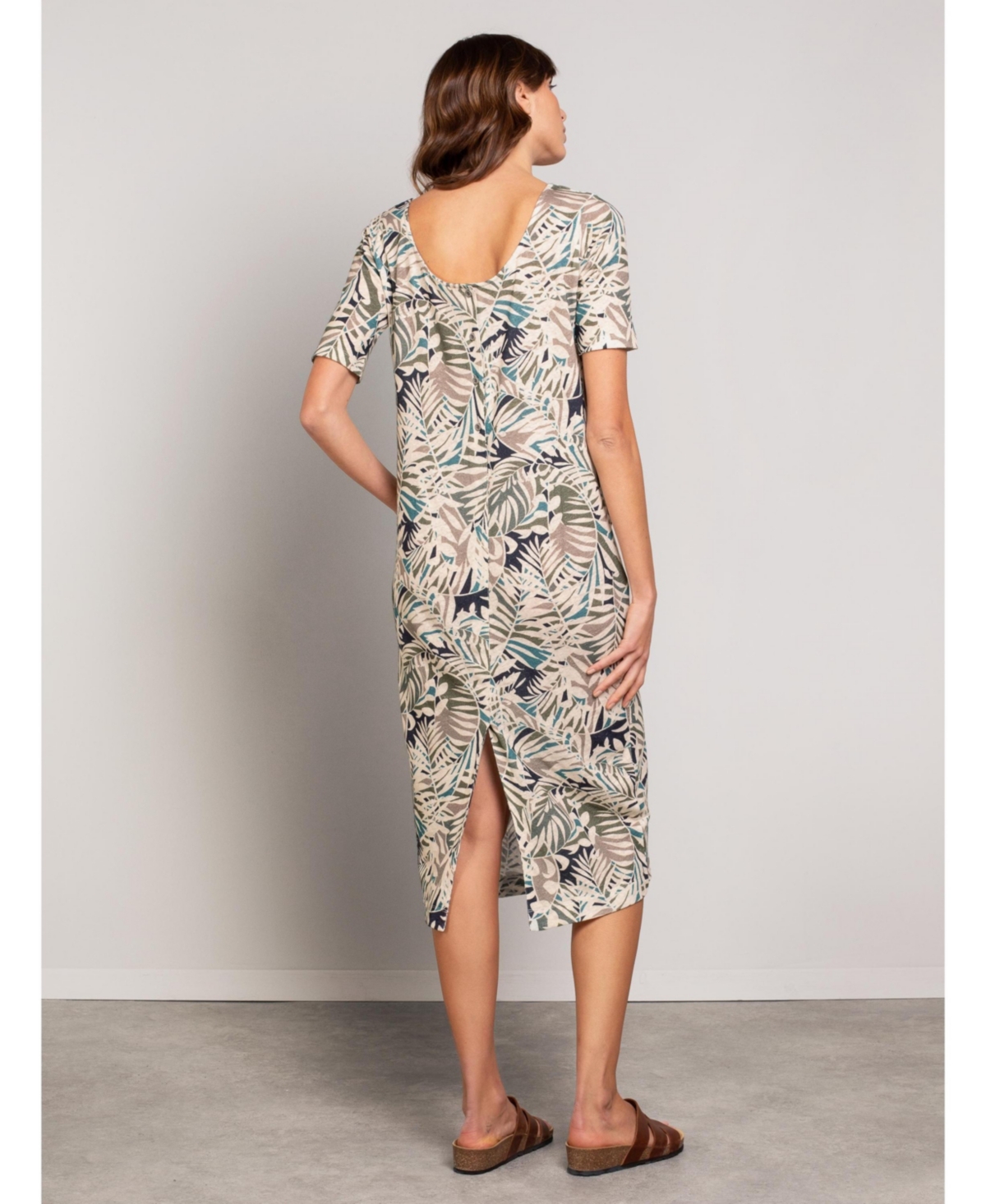 Celtic & Co. Women's Linen Blend Button Back Midi Dress