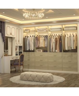 Freestanding 2FT Closet System with 3 Wooden Drawers, 24'' Closet Organizer System with Hanging Rod & Shelves