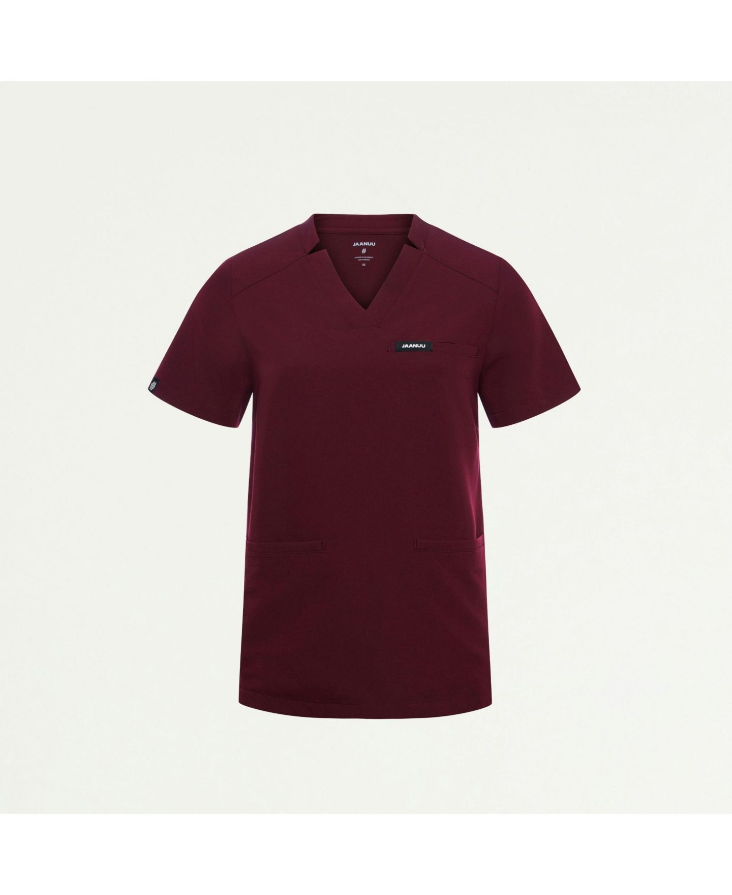 Женский топ Jaanuu Helia 3-Pocket Classic Notched V-Neck Scrub, цвет: Бордовый — фото 3