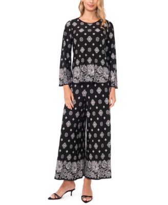 Petite Side Slit Wide Leg Pants