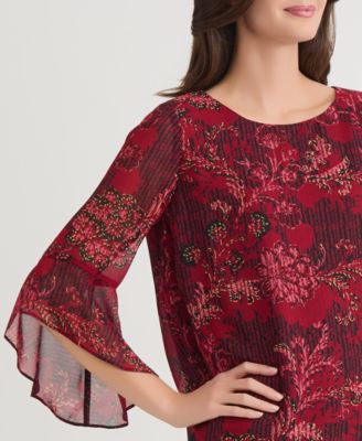 Women's Printed 3/4 Ruffle-Sleeve Blouse, Regular & Petite