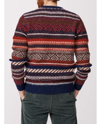 Men's Fair Isle Crew Neck Wool Sweater