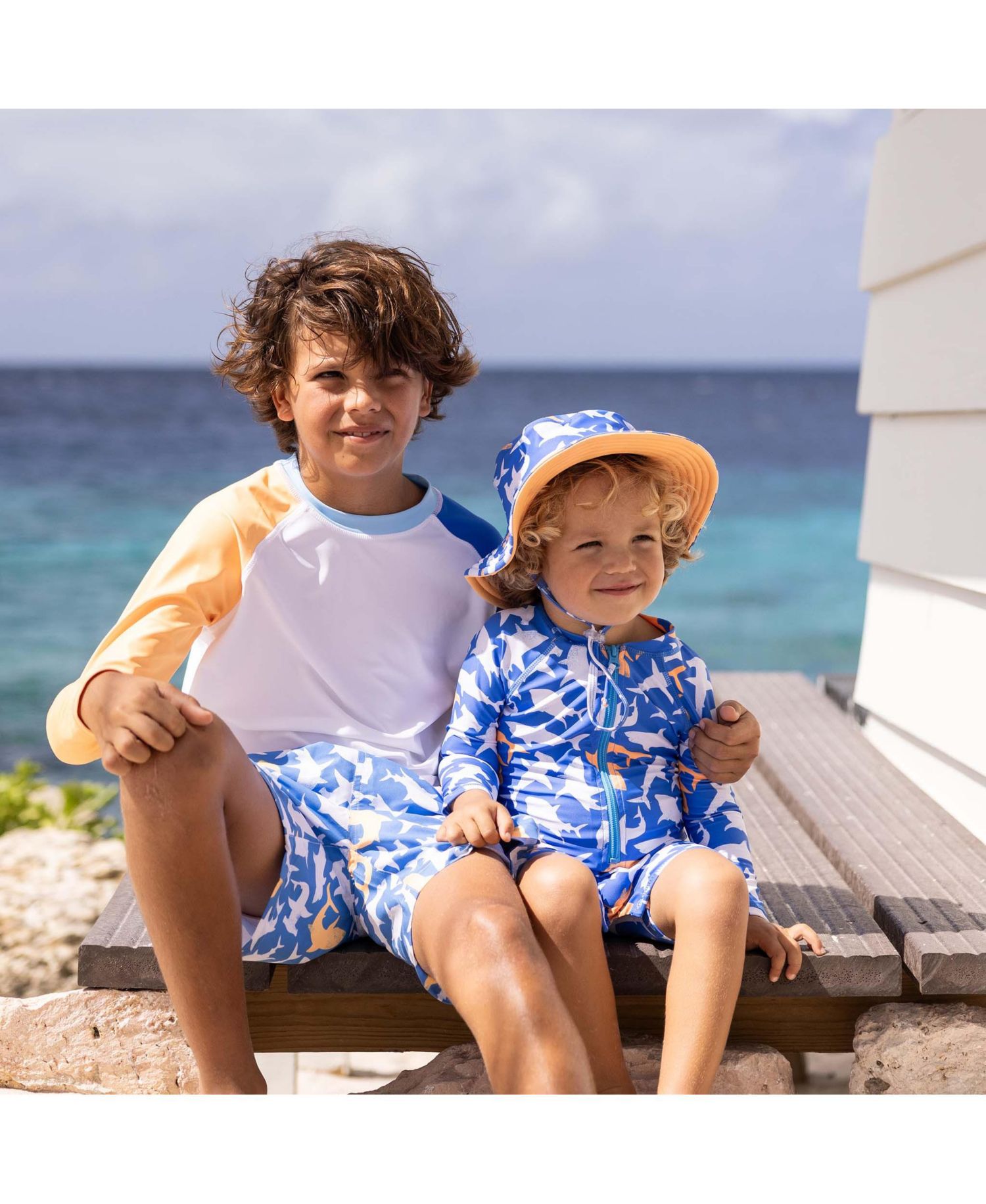 Big Boys 4-20 Blue Papaya Long Sleeve Rash Top