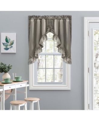 Ellis Stacey 1.5" Rod Pocket High Quality Fabric Solid Color Window Ruffled Swag 60"x38" Grey