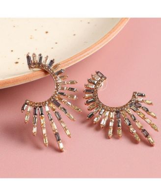 Women's Gold  Embellished Rays Drop Earrings