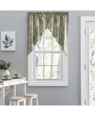 Lexington Leaf Pattern on Colored Ground Tailored Swags 56"x36" Sage