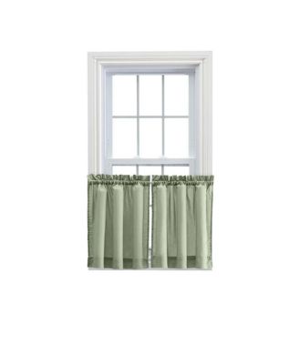 Ellis Stacey 1.5" Rod Pocket High Quality Fabric Solid Color Window Tailored Tier Pair 56"x24" Sage
