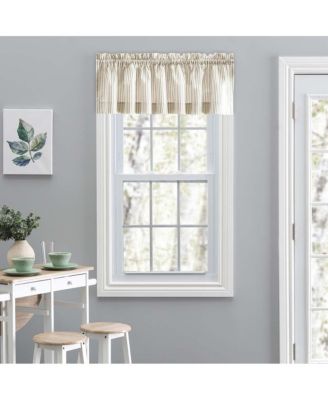 Plaza Classic Ticking Stripe Printed on Natural Ground 1.5" Rod Pocket Tailored Valance 58" x 15" Tan