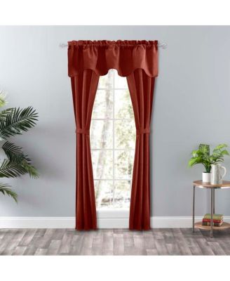 Lisa Solid Color Poly 3" Rod Pocket Cotton Duck Fabric Tailored Panel Pair with Ties 56" x 63" Red