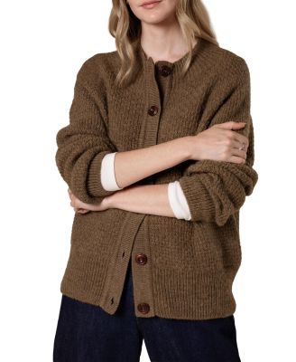 Women's British Wool Moss Stitch Cardigan Sweater