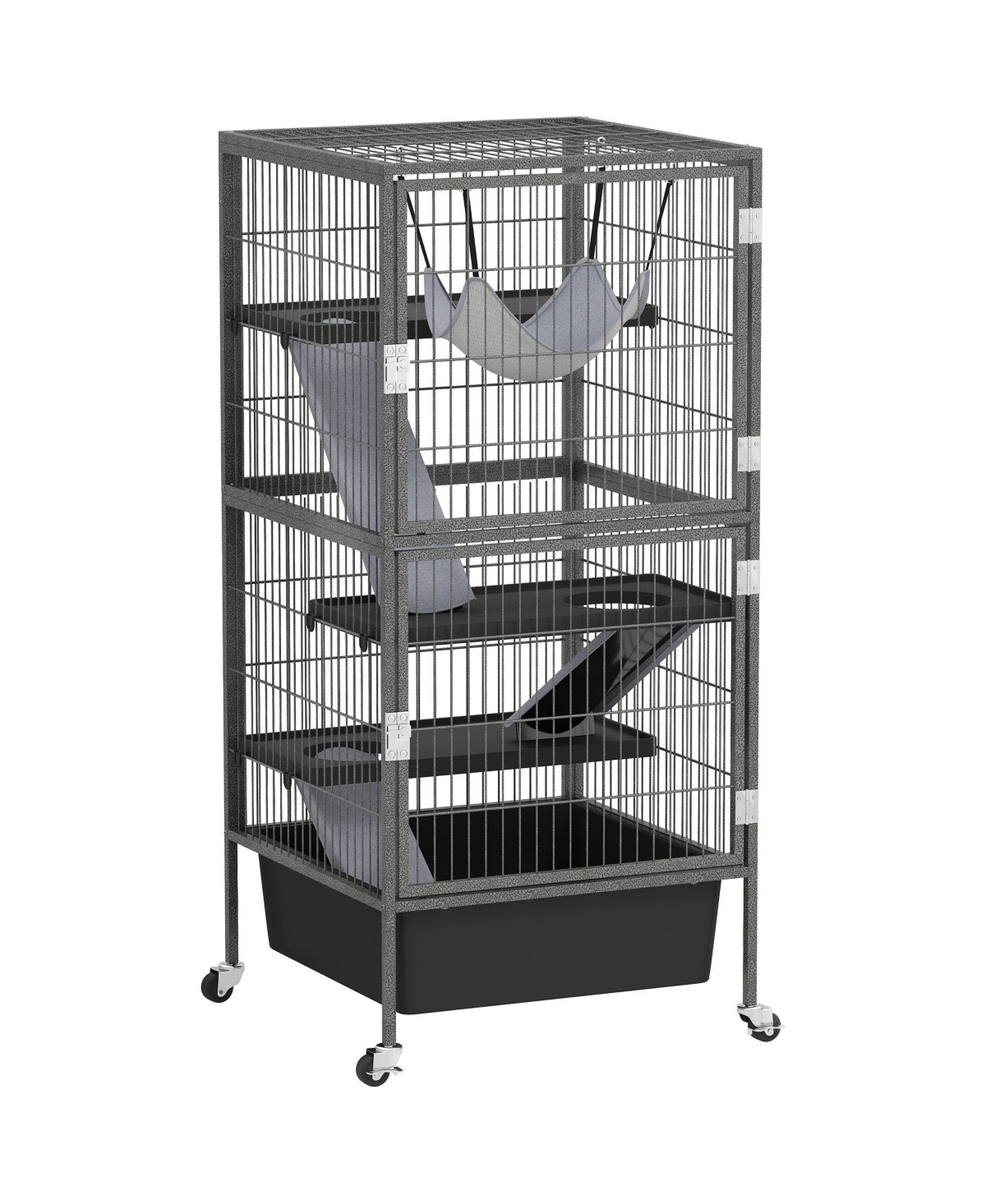 PawHut 45" Small Animal Cage, 4-Tier Rolling Ferret Chinchilla Cage,