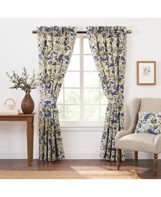 Regency 3" Rod Pocket Curtain Panel Pair with Tiebacks 96" x 84" Blue