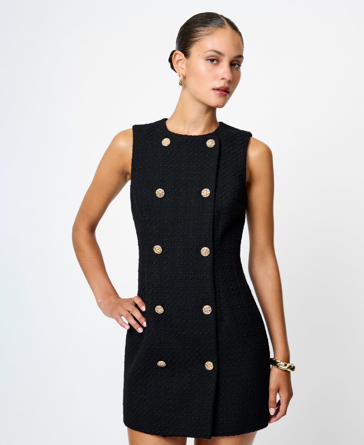 French Connection Women's Sleeveless Structured Tweed Dress