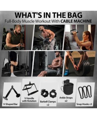 Smith Machine, 2200lbs Squat Rack with LAT-Pull Down System & Cable Crossover Machine, Training Equipment with Leg Hold-Down Attachment