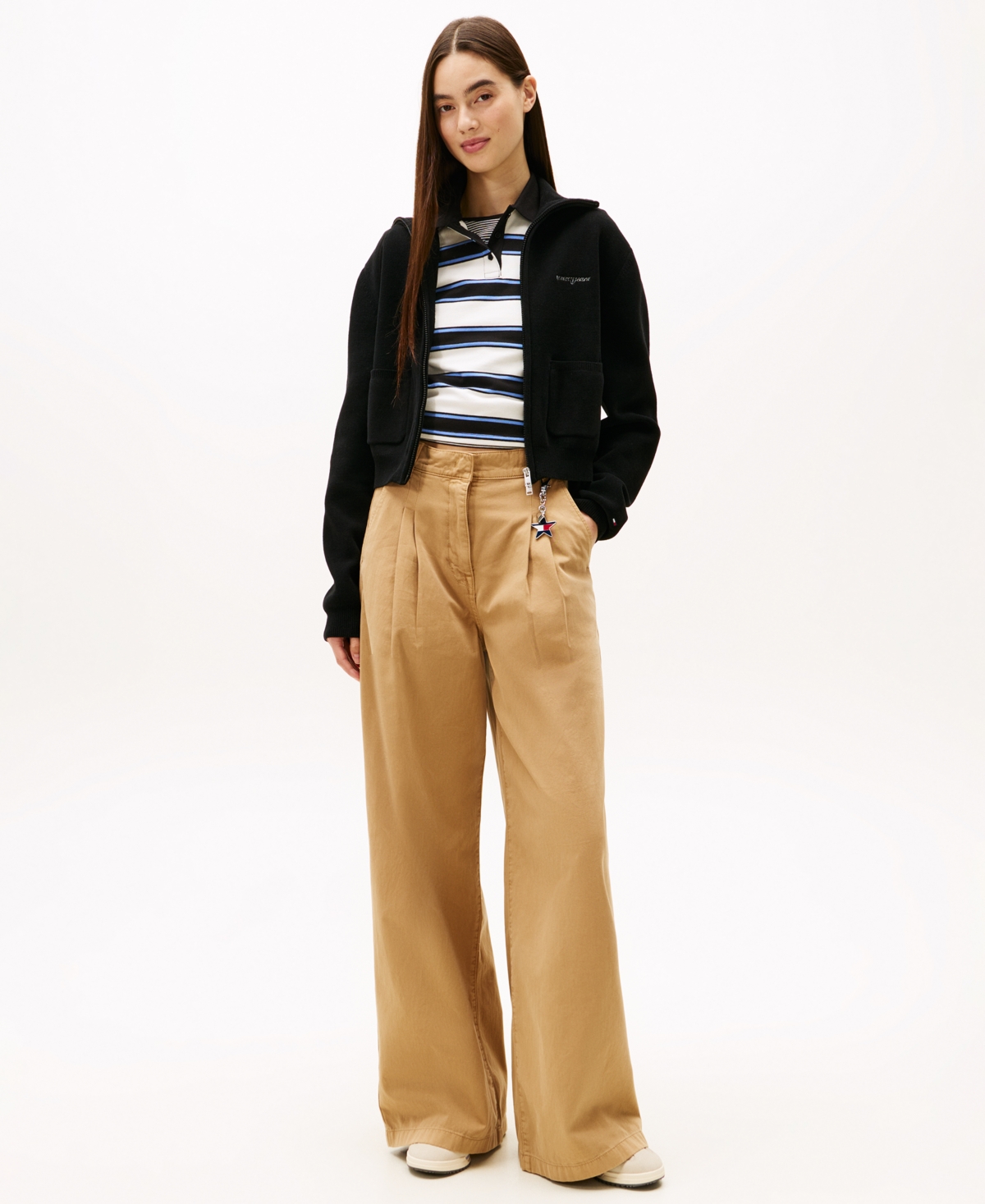 Tommy Jeans Women's Cozy Script Long-sleeve Cardigan Sweater In Black