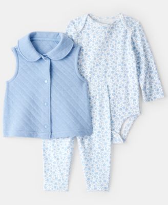 Carter's - Baby Girls 3-Piece Floral Sleeveless Vest, Bodysuit and Pants Set