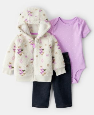 Carter's - Baby Girls 3-Piece Aztec Long-Sleeve Cardigan, Bodysuit and Pants Set