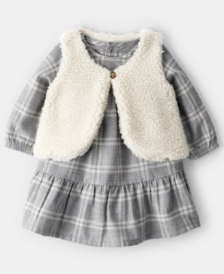 Carter's - Baby Girls 3-Piece Vest, Plaid Dress and Diaper Cover Set