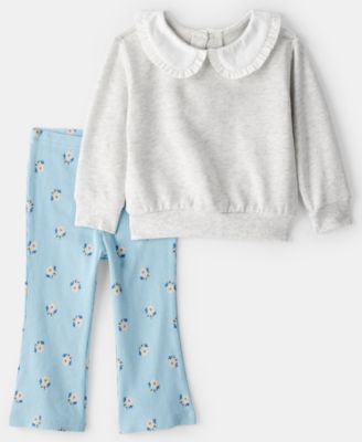 Carter's - Baby Girls 2-Piece Peter Pan Collar Top and Flare Leggings Set