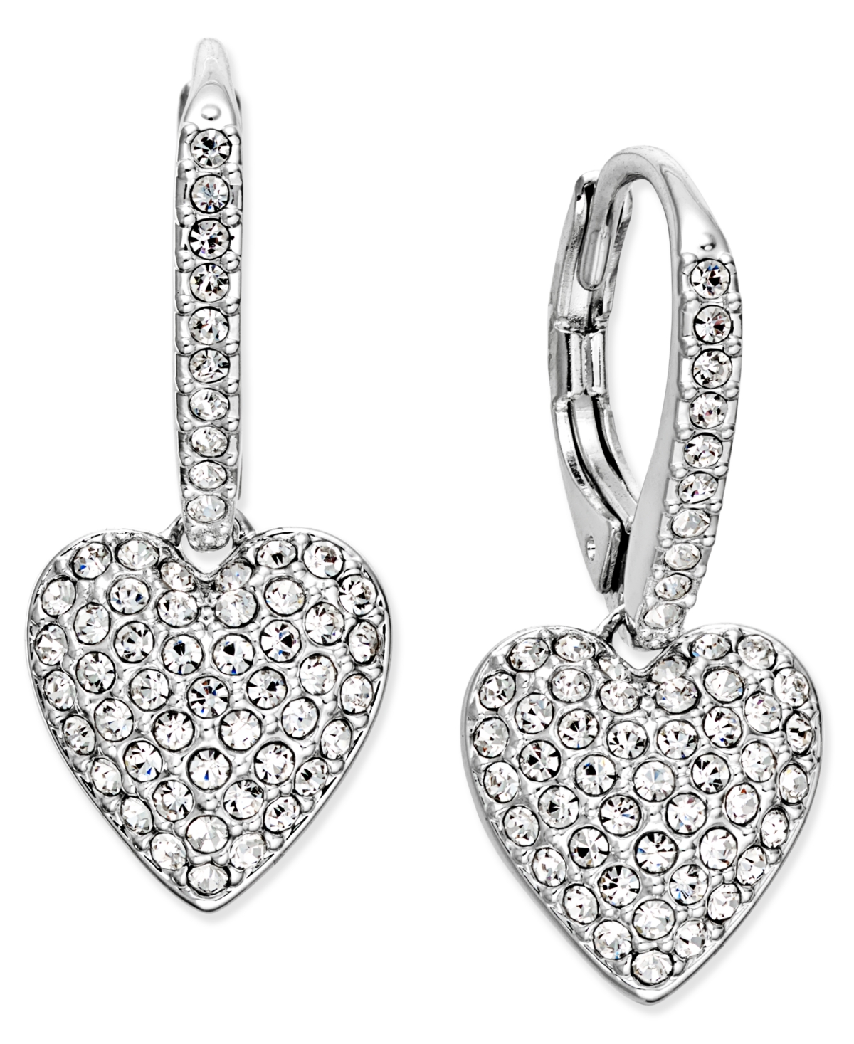 Pave Heart Drop Earrings, Created for Macy's - Rose Gold