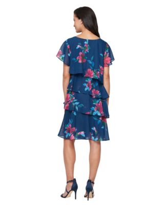 Women's Printed V-Neck Short Dress