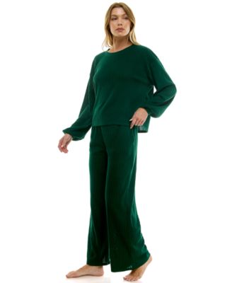 Women's 2-Piece Long-Sleeve Sweatshirt and Wide-Leg Pants Set