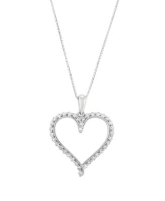 Macy's - Diamond Heart Pendant Necklace (1/4 ct. t.w.) in 10K White Gold