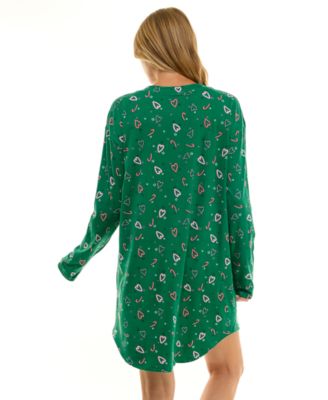 Women's Printed Long-Sleeve V-Neck Sleepshirt