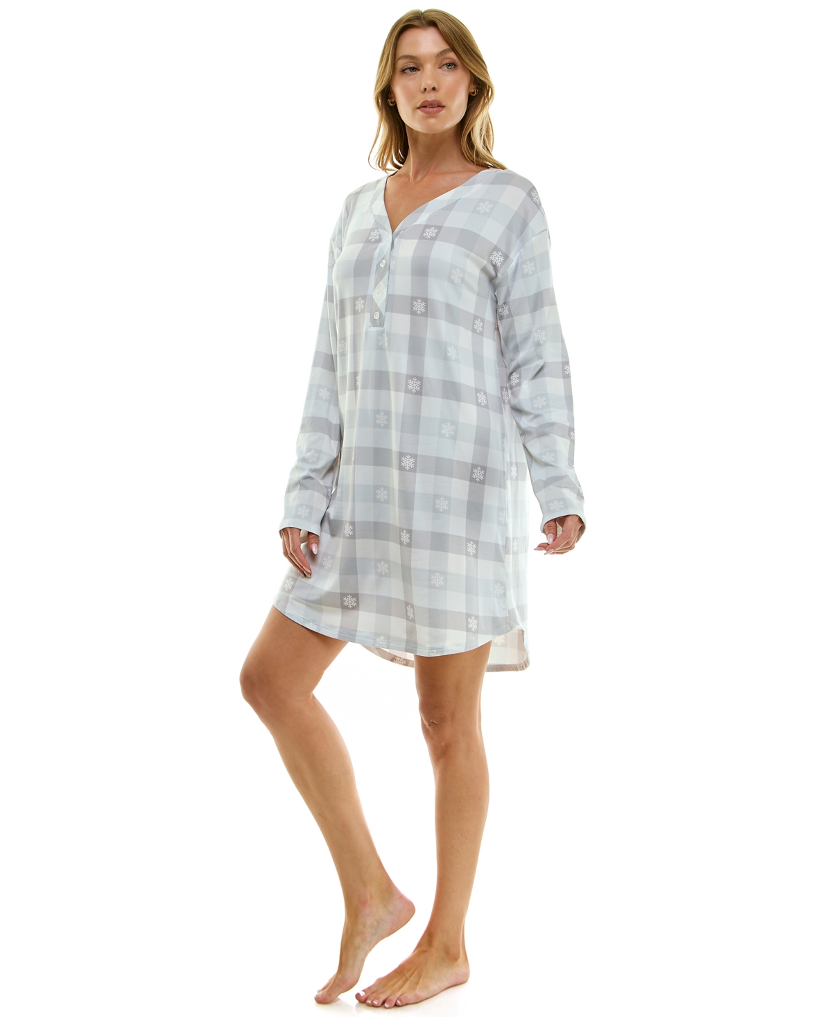 Roudelain Women's Printed Long-Sleeve V-Neck Sleepshirt