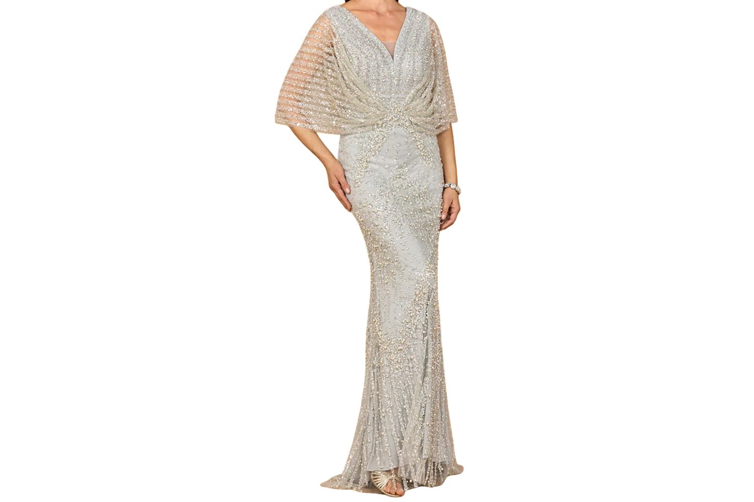 Women's Cape Sleeve Mermaid Gown