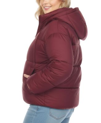 Plus Size Quilted Puffer Crop Jacket with Hood