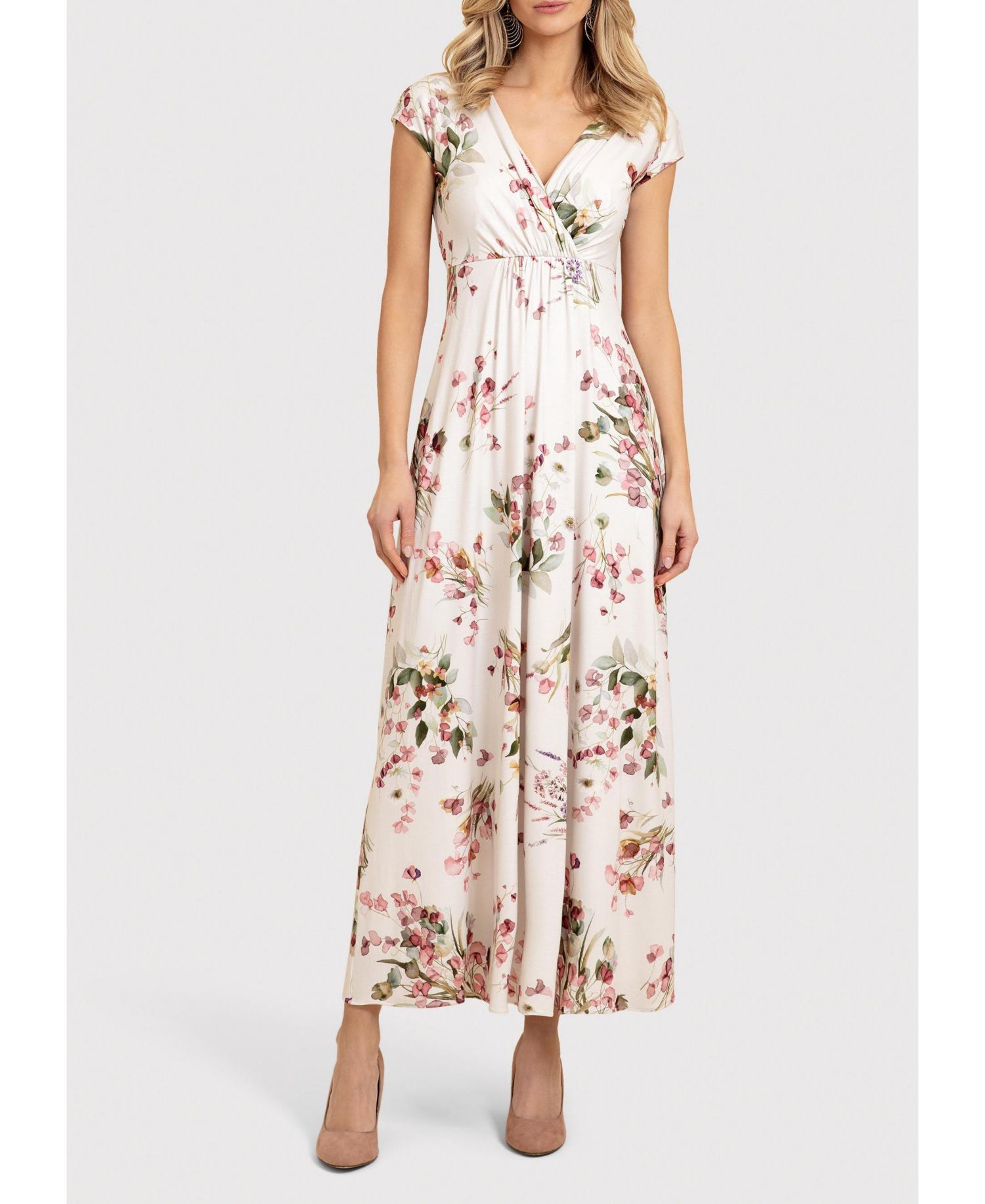 Women's Sophia V-Neck Short Sleeve Maxi Dress
