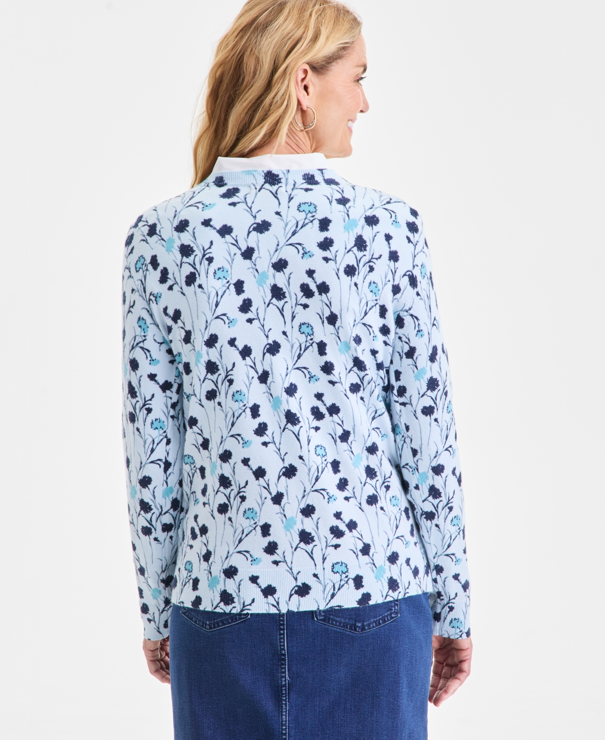 Style & Co Women's Printed Crewneck Pullover Sweater, Macy's Exclusive