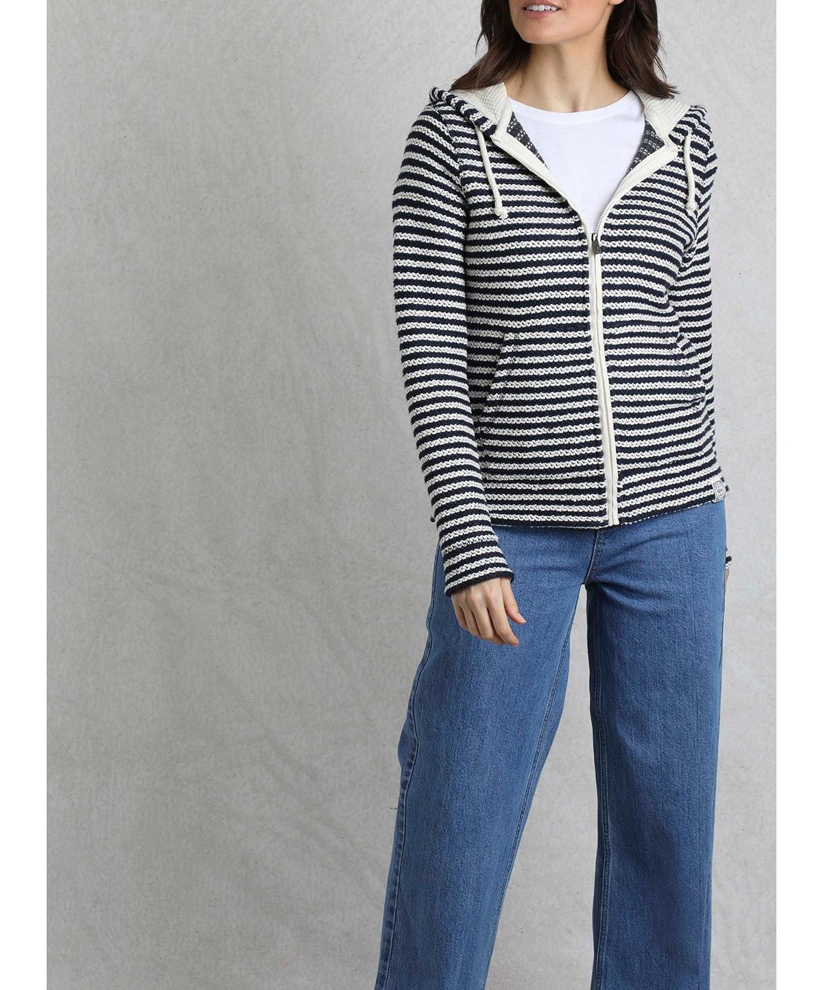 Weird Fish Women's Fisher Full Zip Stripe Macaroni Hoodie