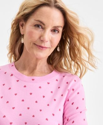 Petite Printed Crewneck Pull-On Sweater, Macy's Exclusive