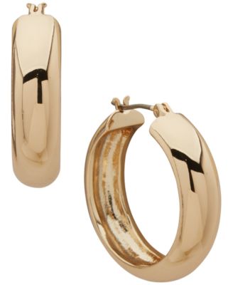 Gold-Tone Thick Hoop Earrings