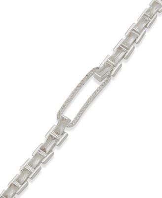 Cubic Zirconia Linked Chain Stone Fold-Over Bracelet