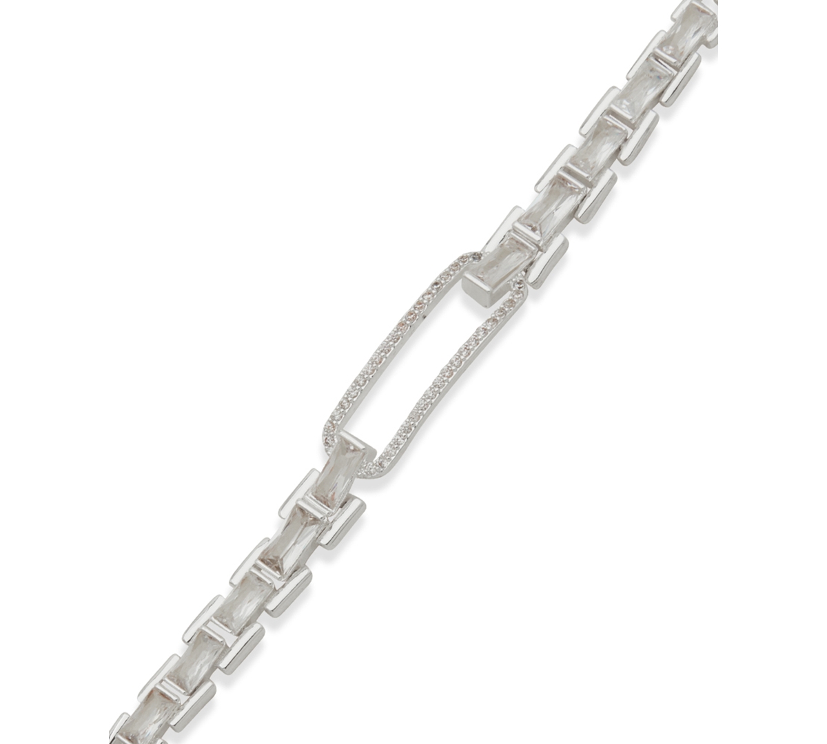 Anne Klein Cubic Zirconia Linked Chain Stone Fold-over Bracelet In Transparent