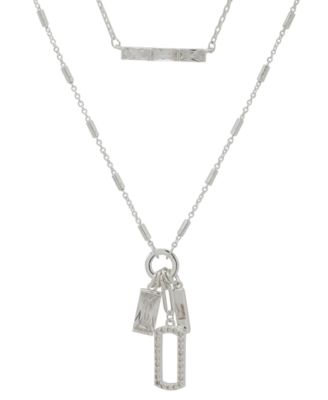 2 in 1 Cubic Zirconia Stone Charm Multirow Necklace