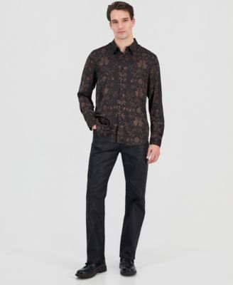 Men's Charm Heritage Scroll Long-Sleeve Button-Front Shirt